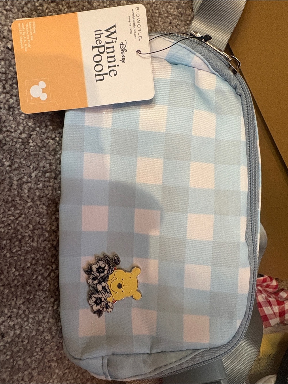 Disney Light Blue & White Gingham Winnie the Pooh Crossbody Bag